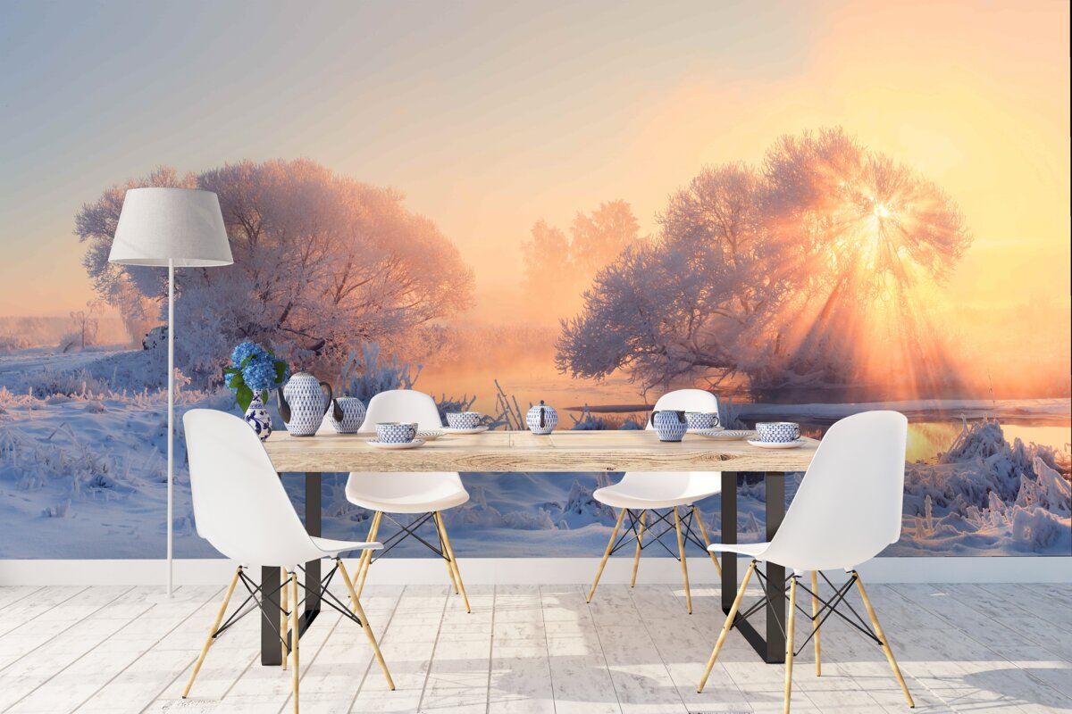 Fotobehang winterochtend in de kou