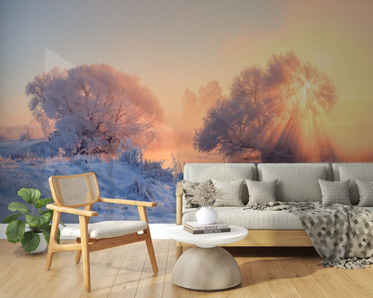 Fotobehang winterochtend in de kou