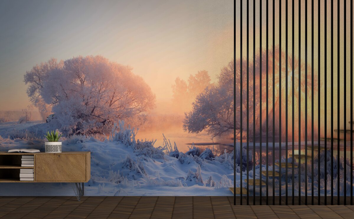 Fotobehang winterochtend in de kou