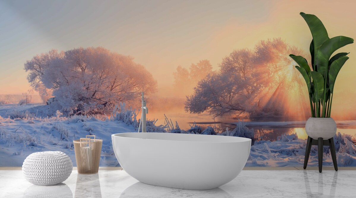 Fotobehang winterochtend in de kou