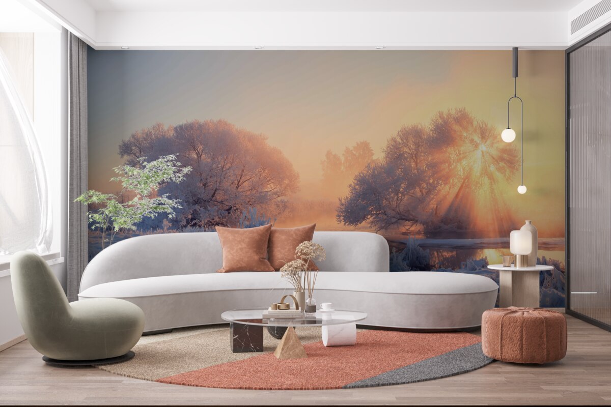 Fotobehang winterochtend in de kou