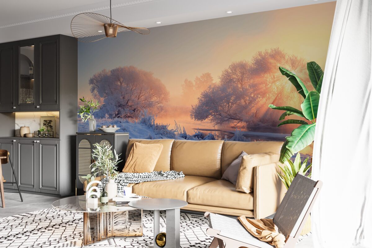 Fotobehang winterochtend in de kou