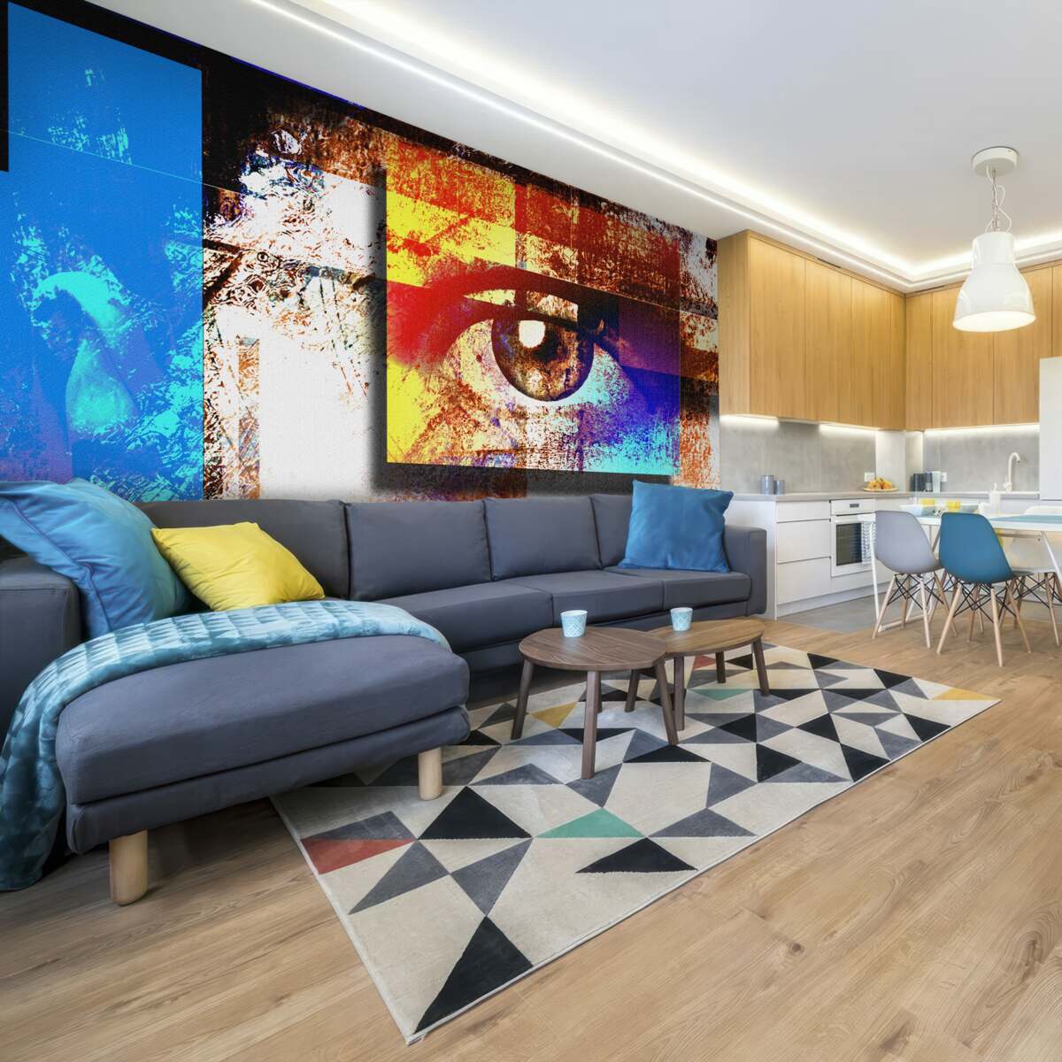 Fotobehang een oog tussen een veelkleurig palet