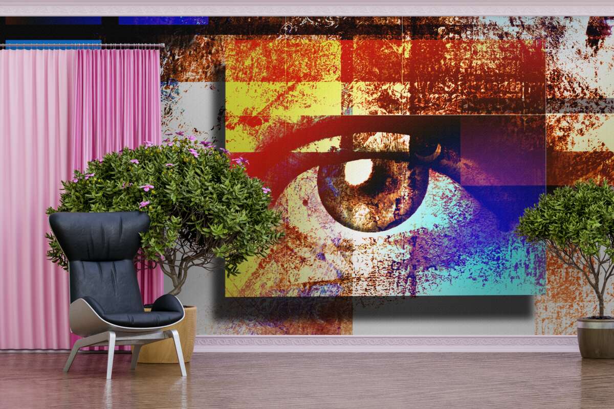 Fotobehang een oog tussen een veelkleurig palet