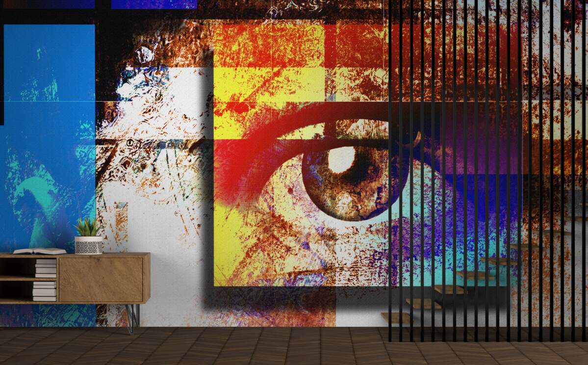 Fotobehang een oog tussen een veelkleurig palet