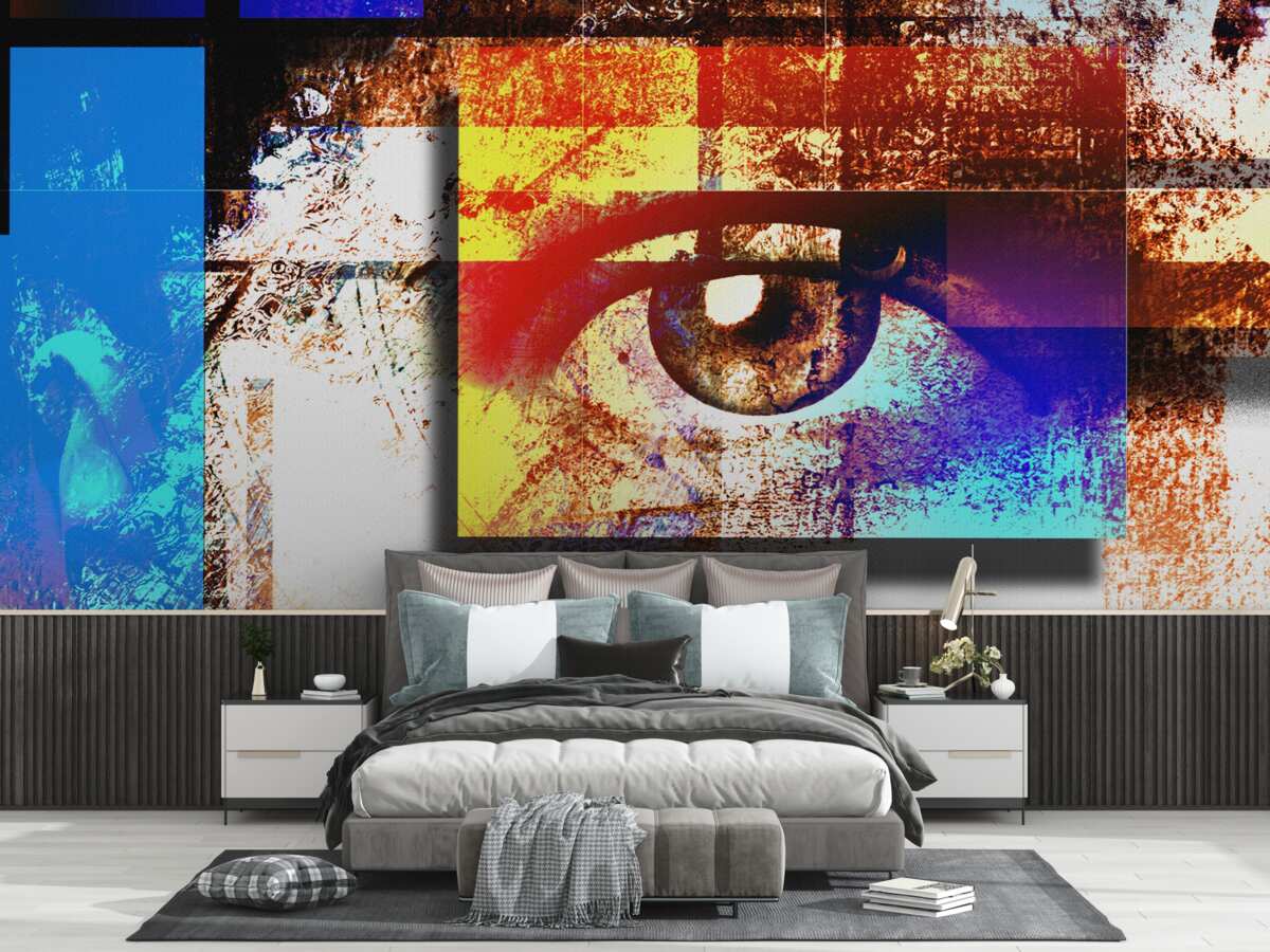 Fotobehang een oog tussen een veelkleurig palet