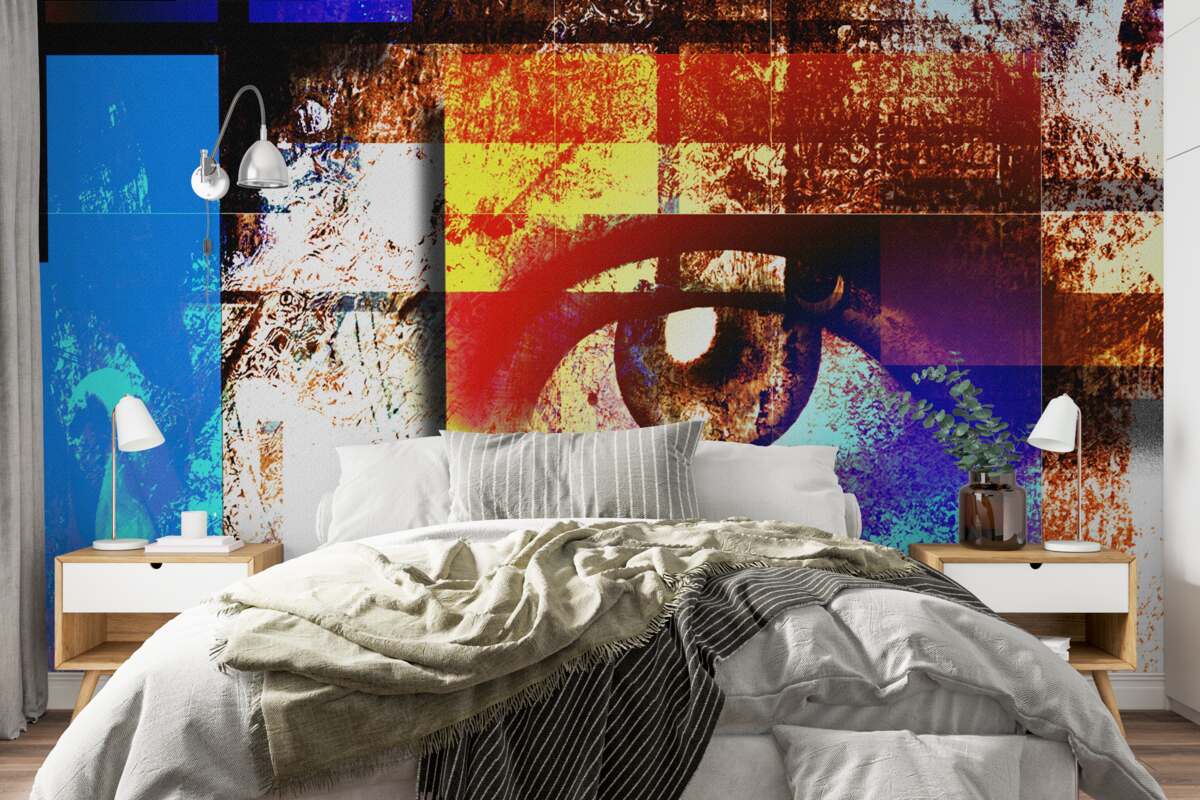 Fotobehang een oog tussen een veelkleurig palet