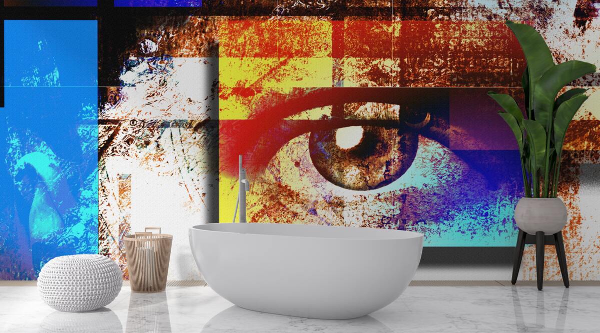 Fotobehang een oog tussen een veelkleurig palet