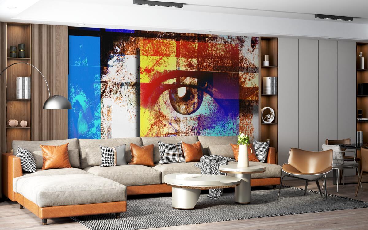 Fotobehang een oog tussen een veelkleurig palet