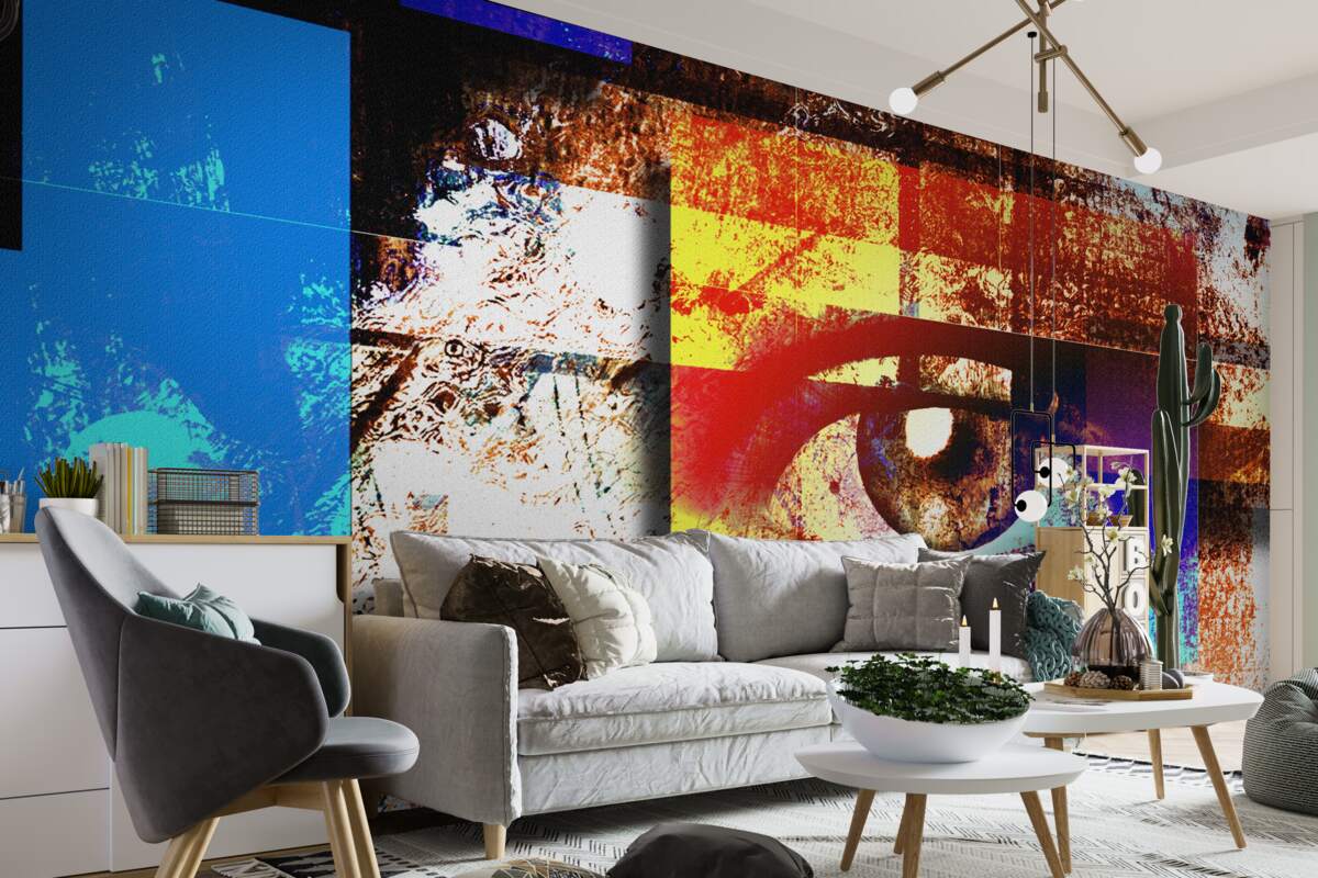 Fotobehang een oog tussen een veelkleurig palet