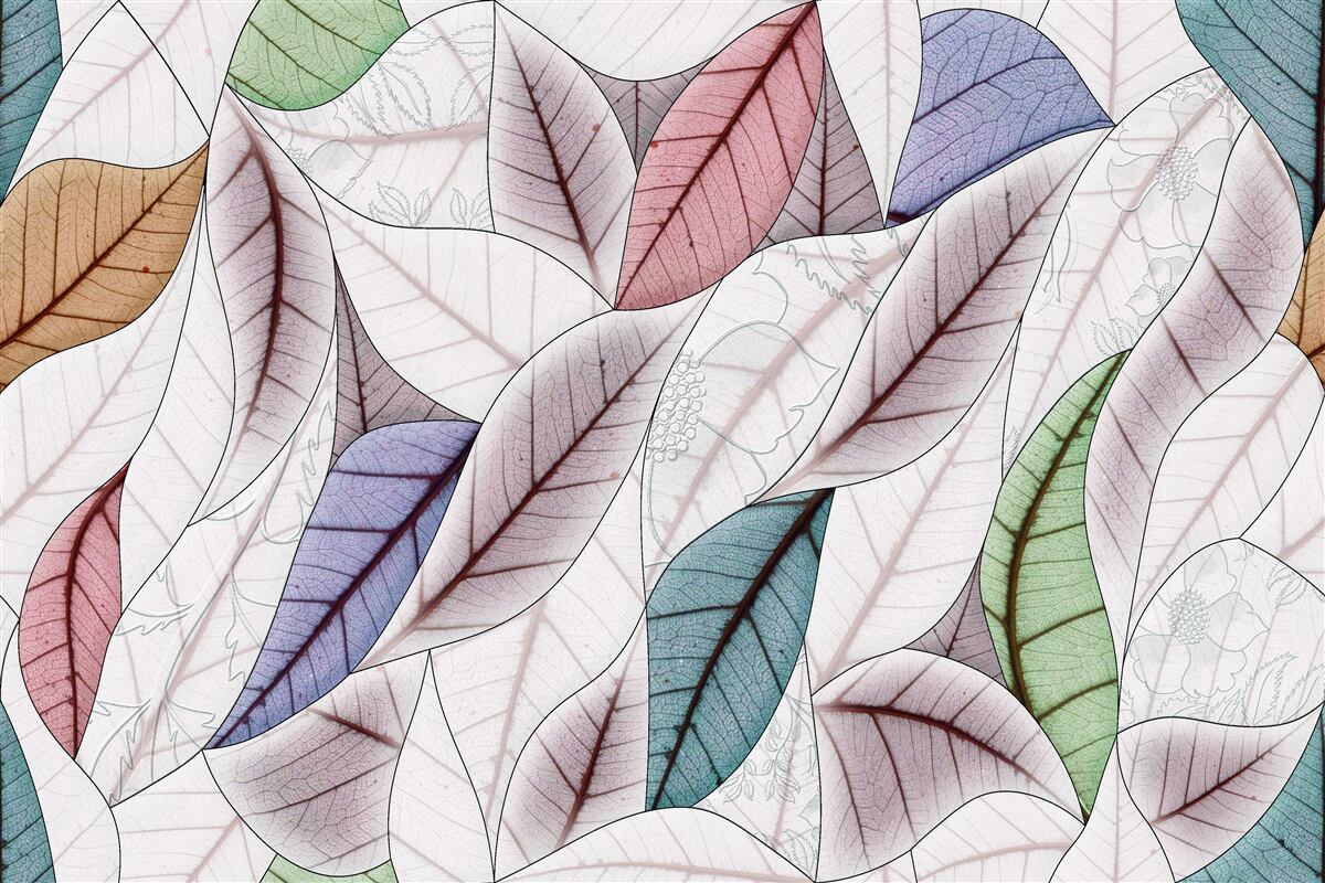 Fotobehang abstract schilderij van herfstbladeren