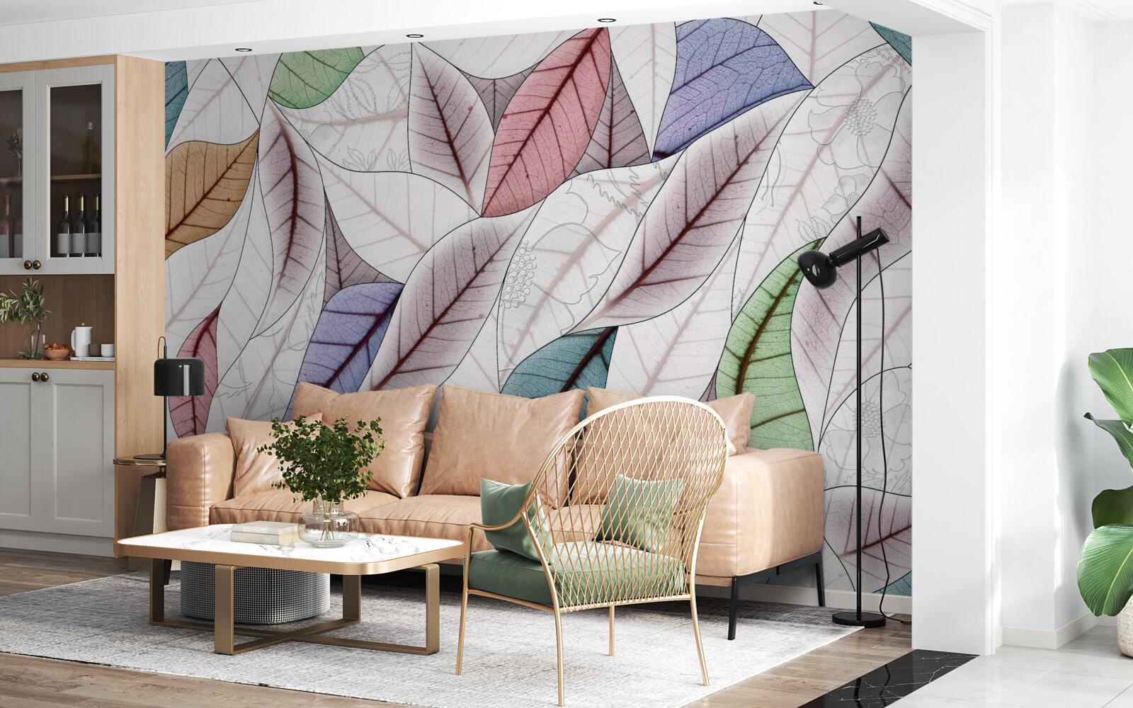 Fotobehang abstract schilderij van herfstbladeren