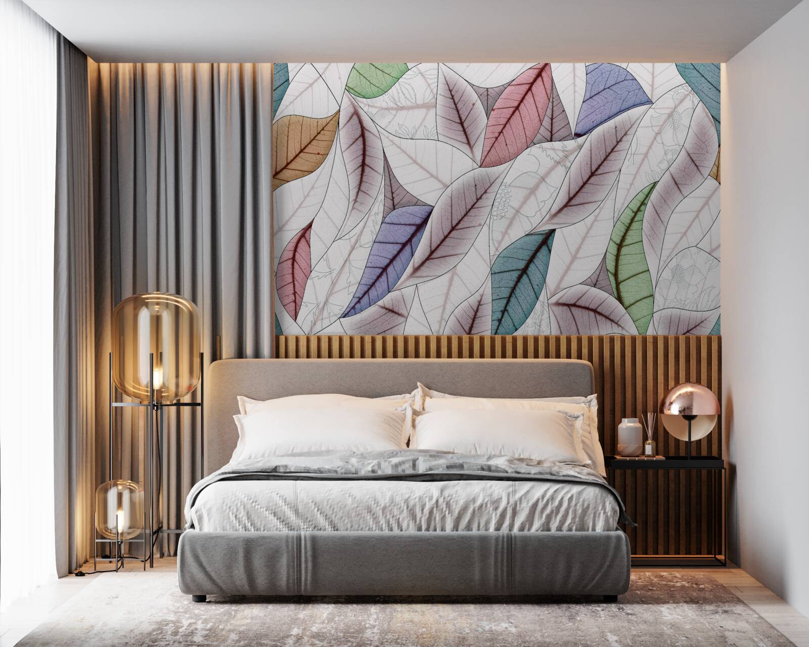 Fotobehang abstract schilderij van herfstbladeren