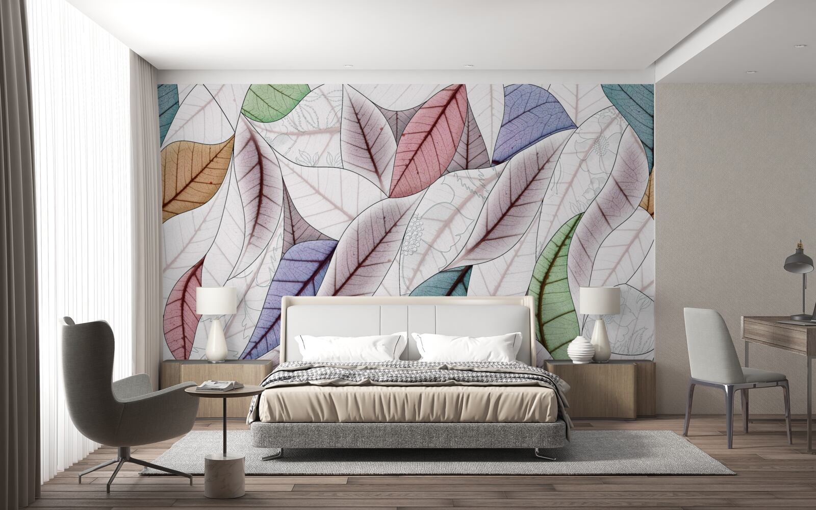 Fotobehang abstract schilderij van herfstbladeren