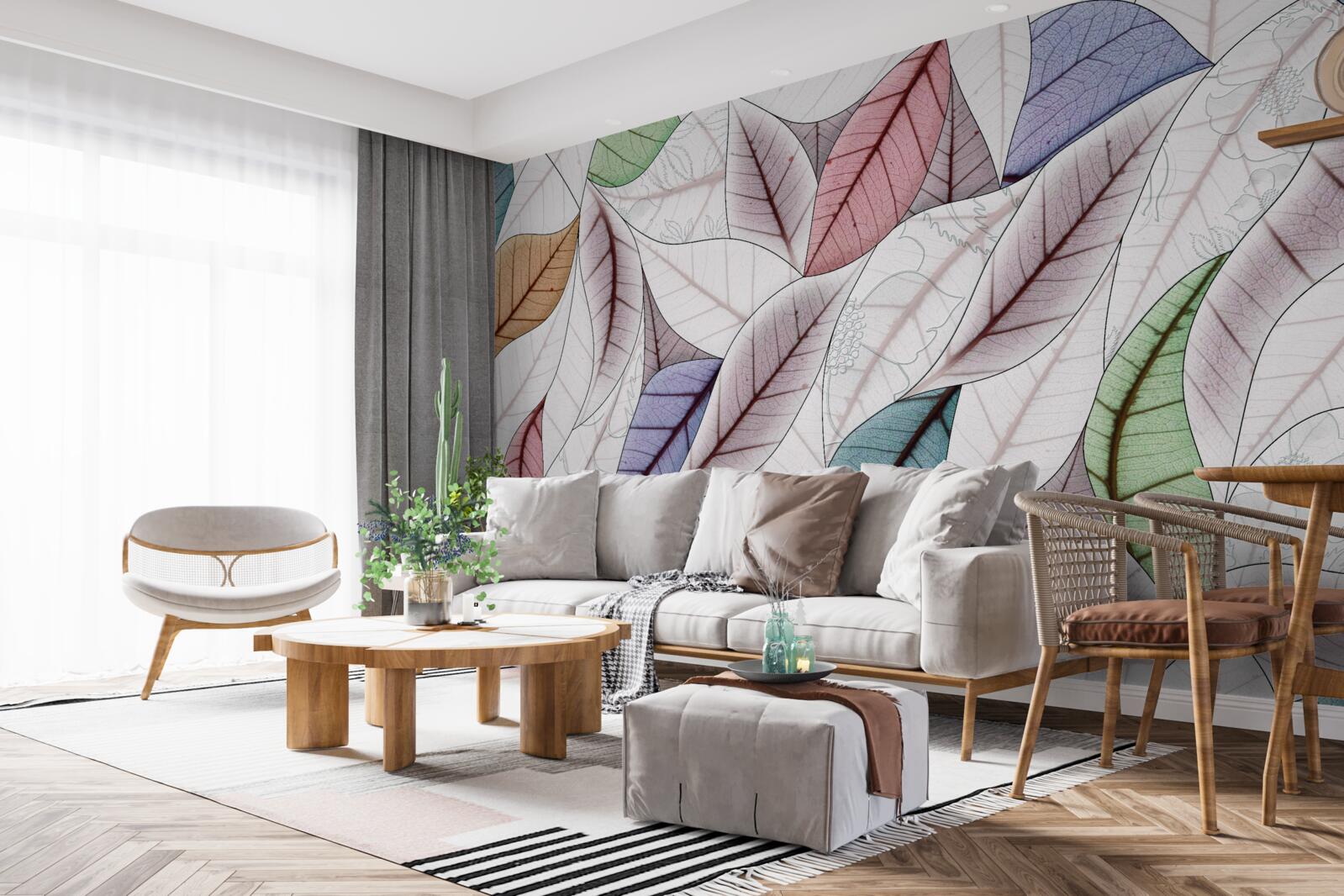 Fotobehang abstract schilderij van herfstbladeren