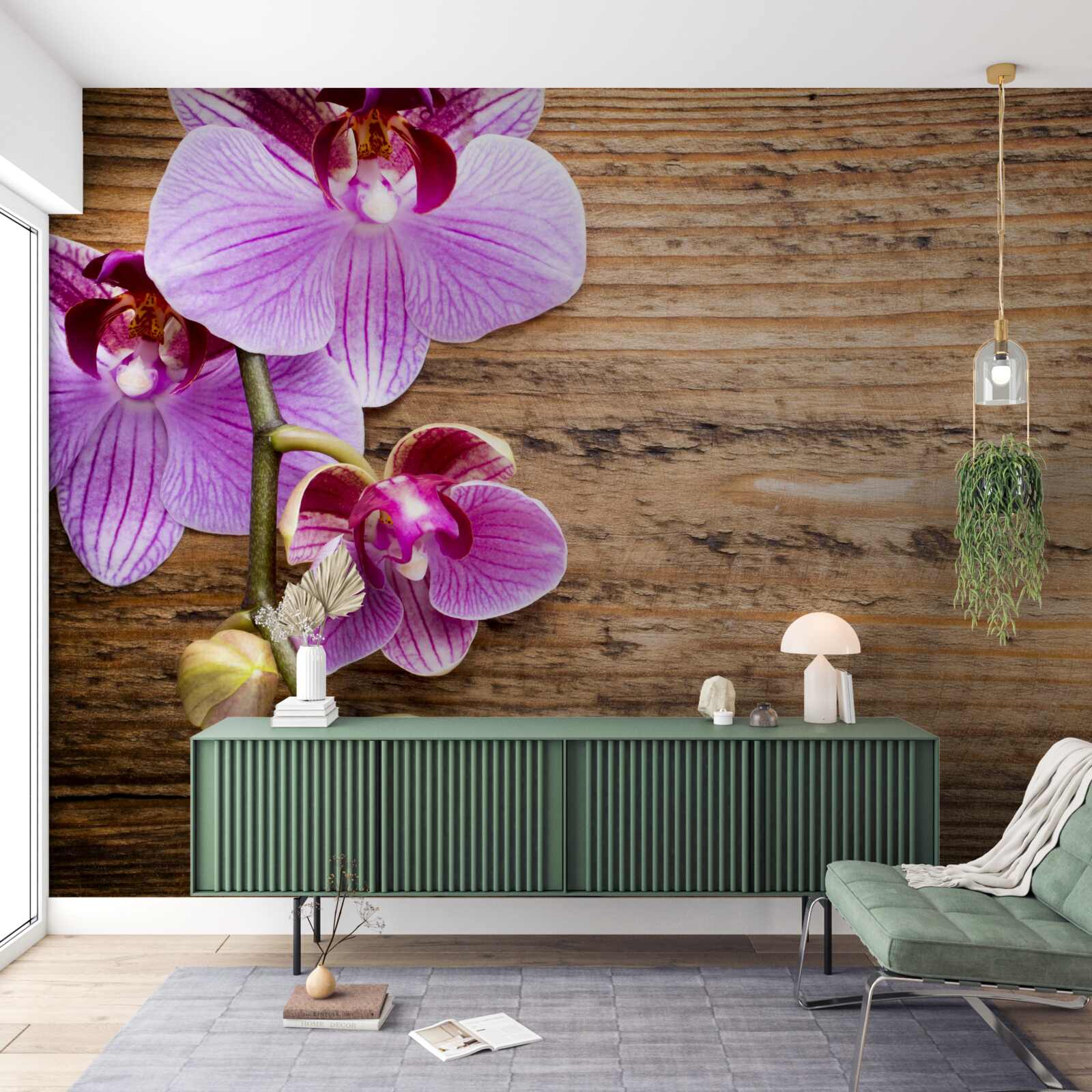 Fotobehang seringorchidee op een boomstam