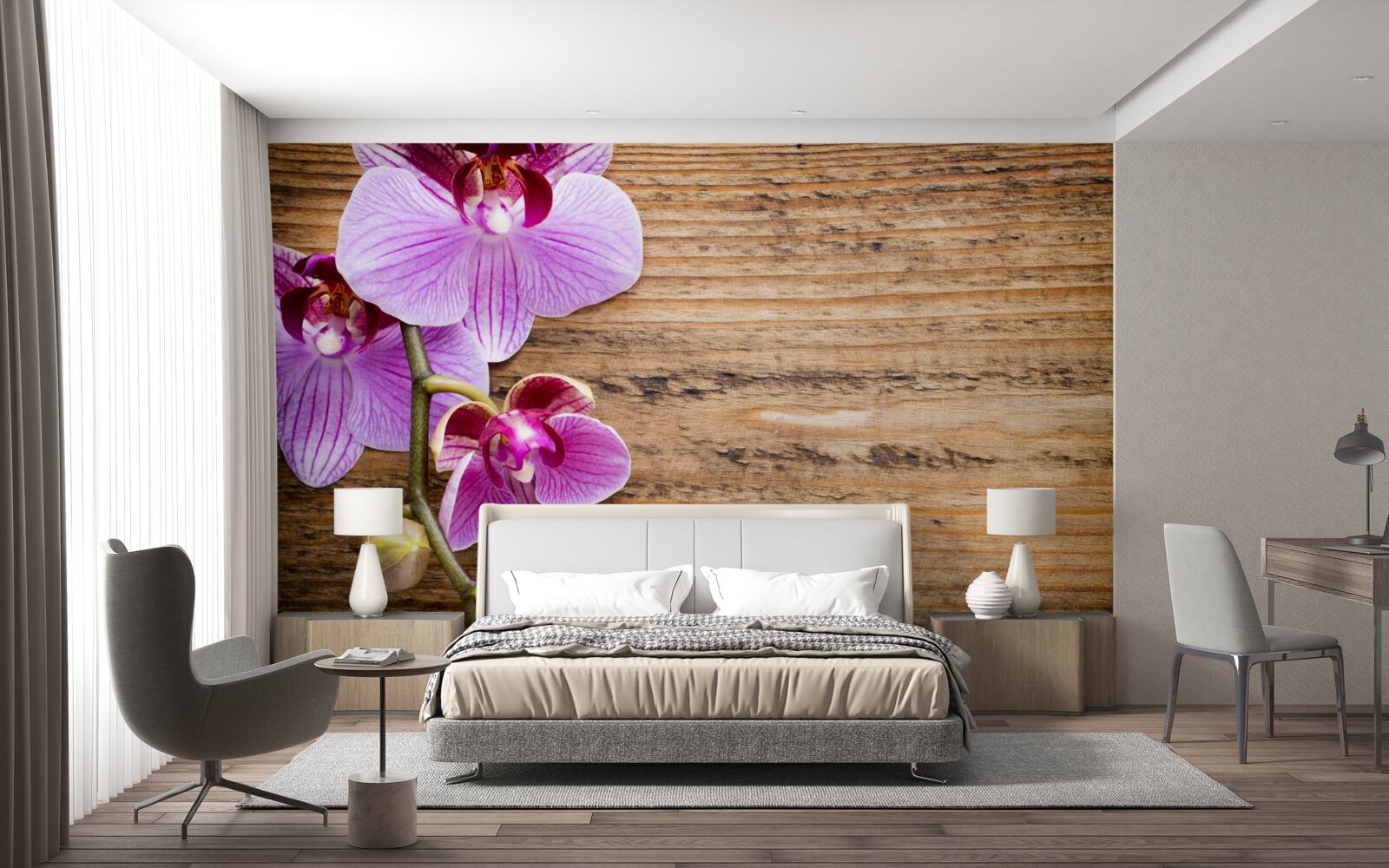 Fotobehang seringorchidee op een boomstam