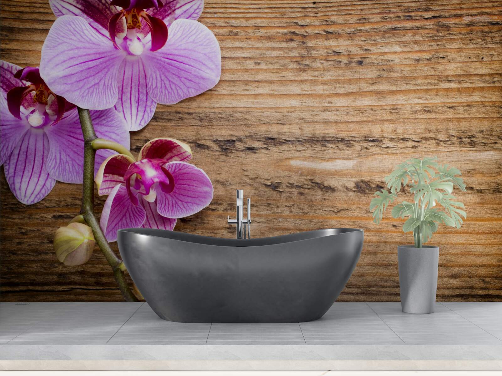 Fotobehang seringorchidee op een boomstam