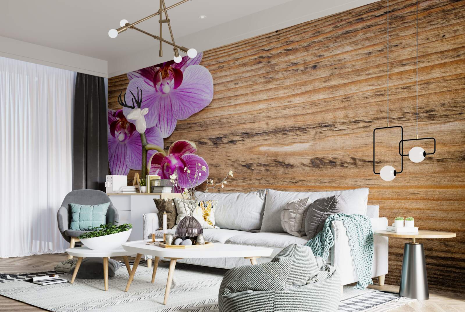 Fotobehang seringorchidee op een boomstam