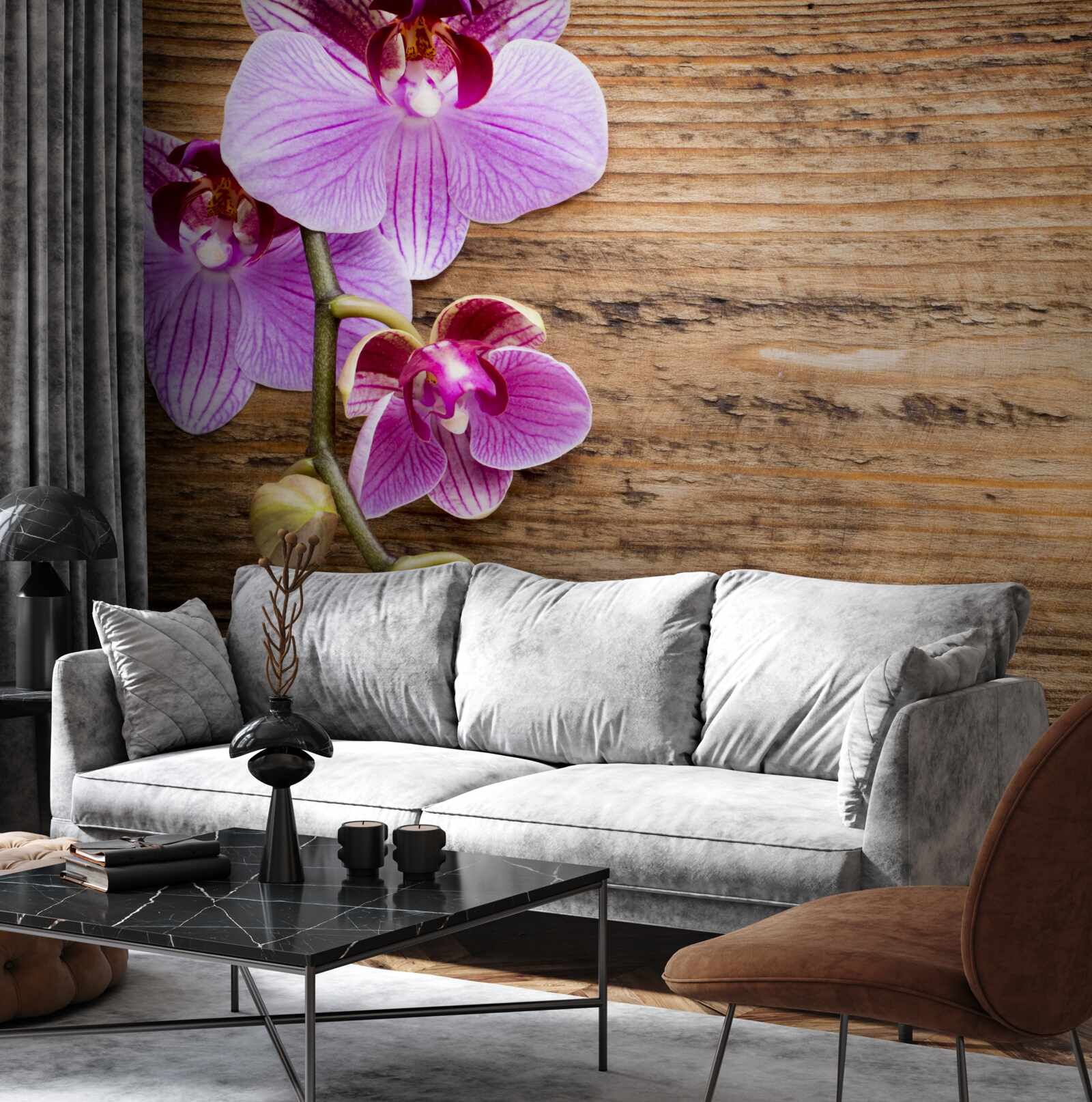 Fotobehang seringorchidee op een boomstam