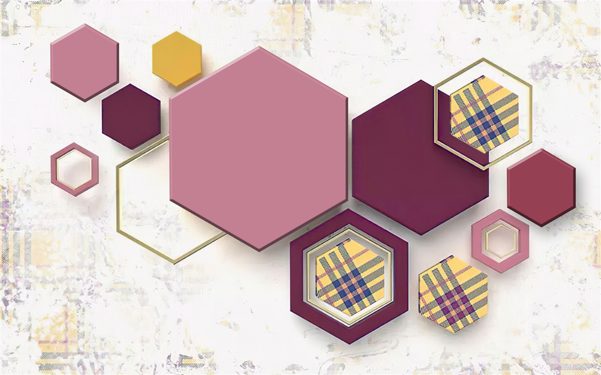 Fotobehang vijfhoekige vormen met vulling