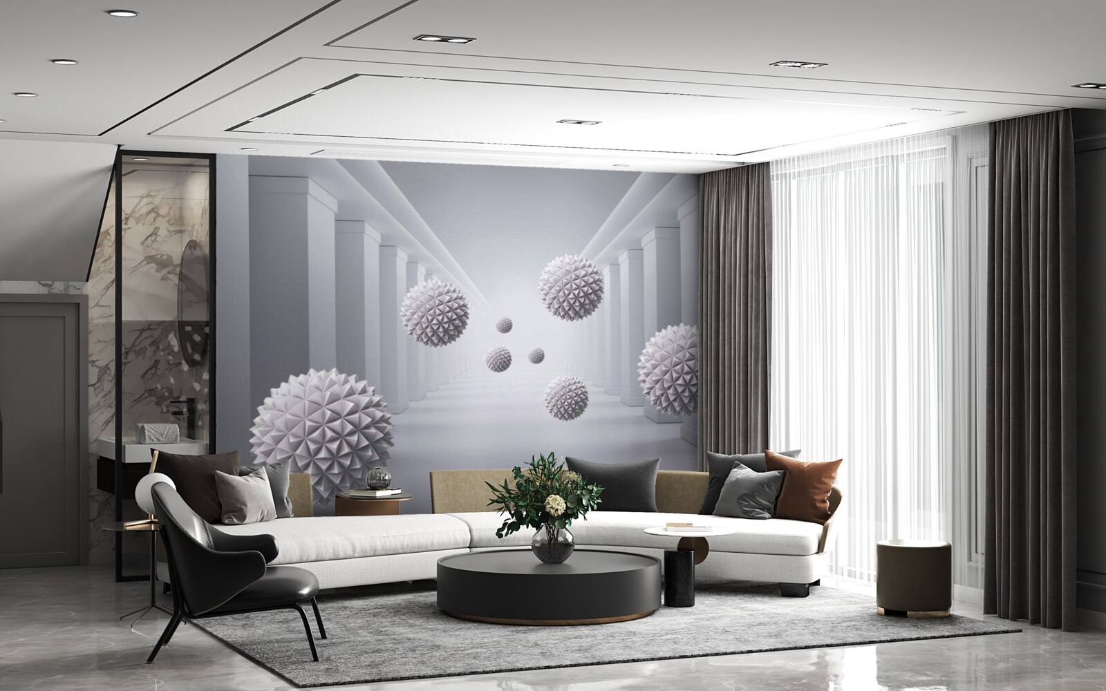 Fotobehang kogels verdwijnen in een eindeloze gang