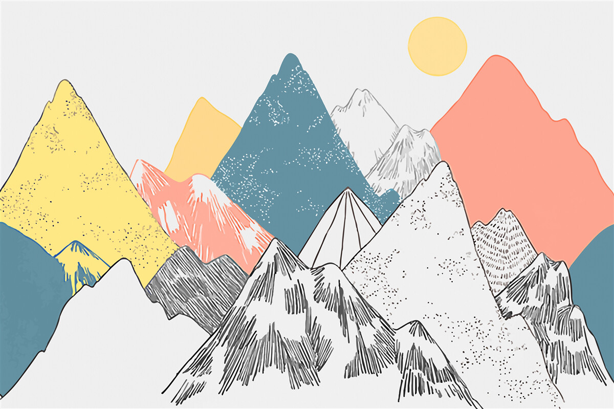 Fotobehang winter zonsondergang in de koude bergen