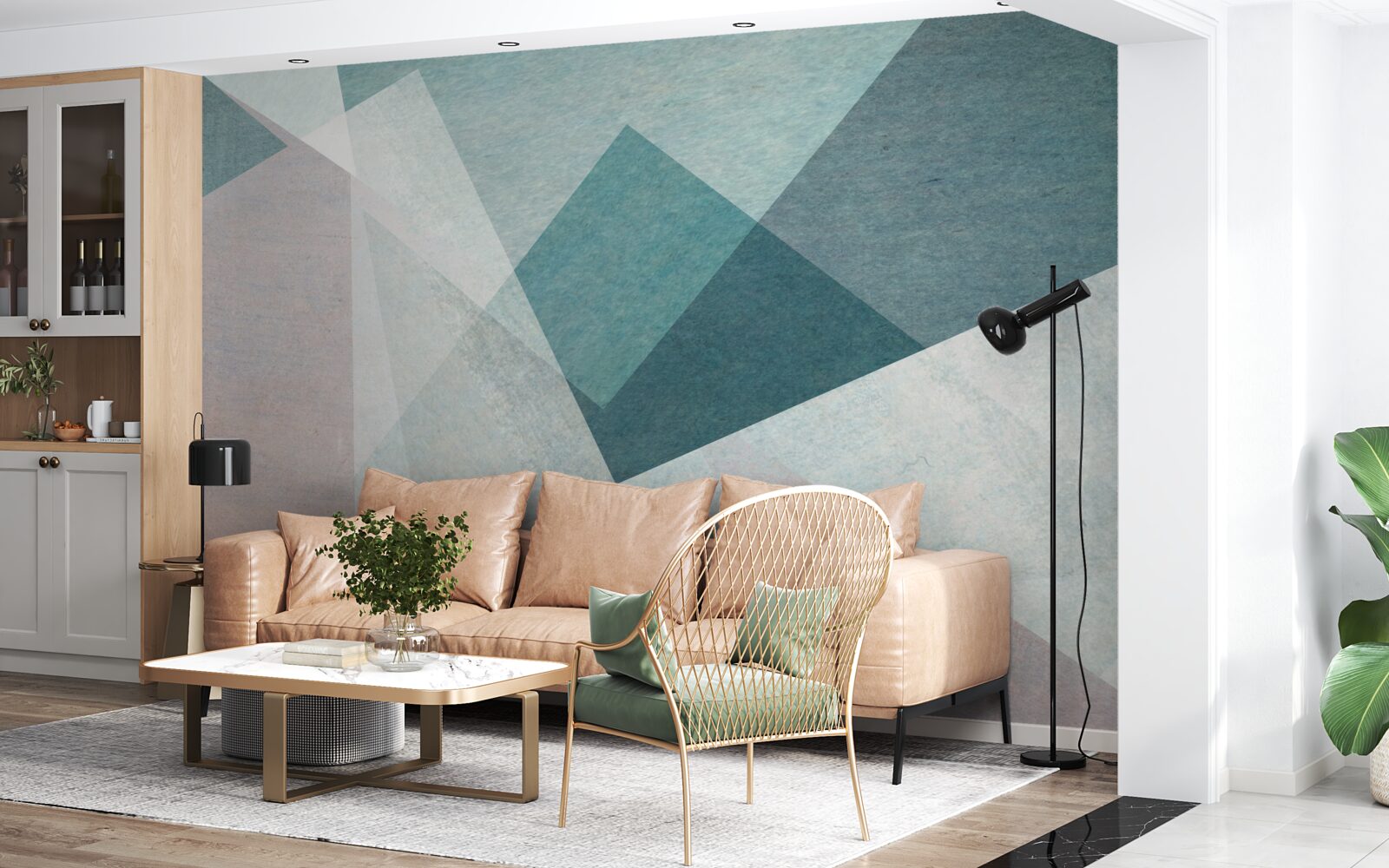 Fotobehang pieken in blauwe en roze tinten