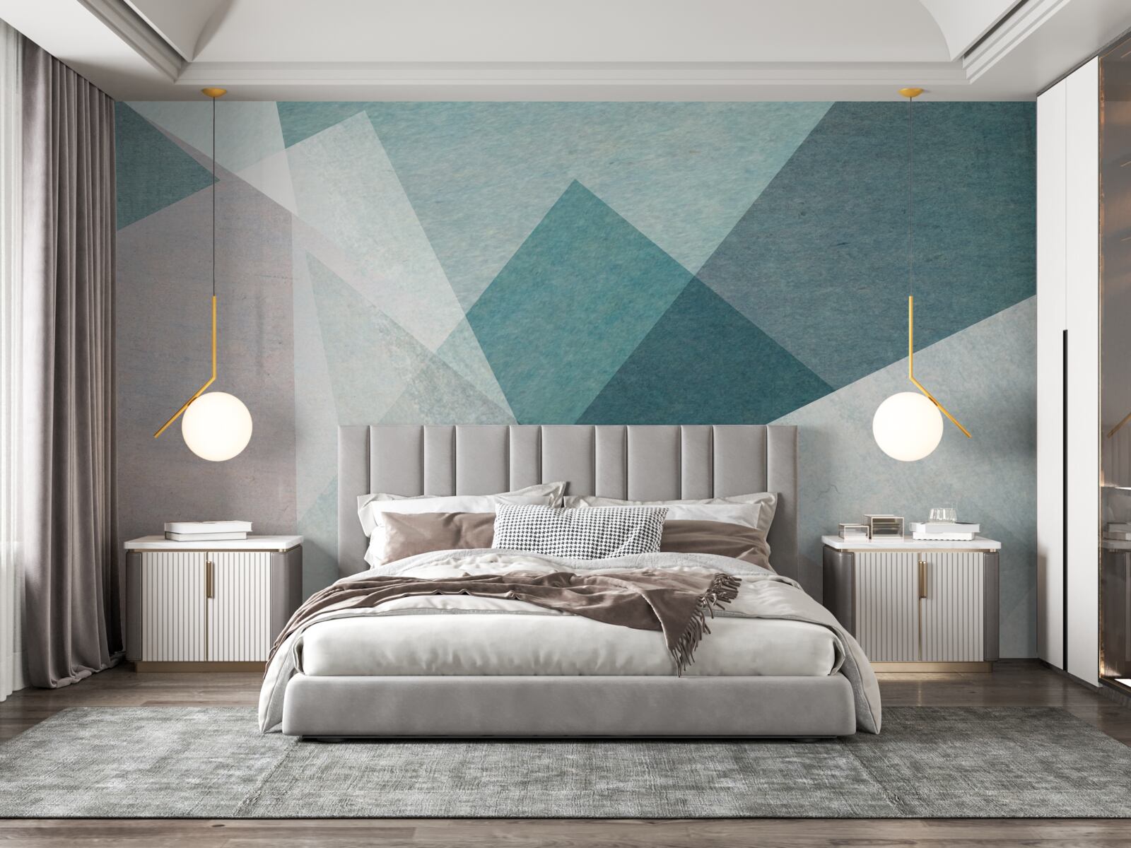 Fotobehang pieken in blauwe en roze tinten