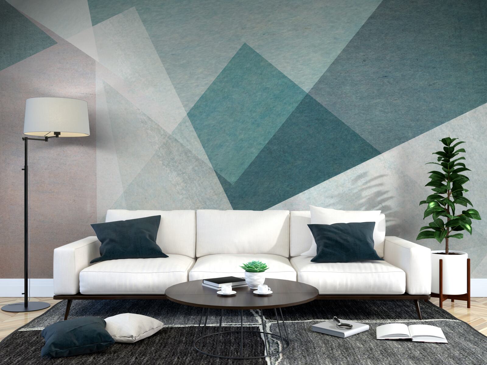 Fotobehang pieken in blauwe en roze tinten