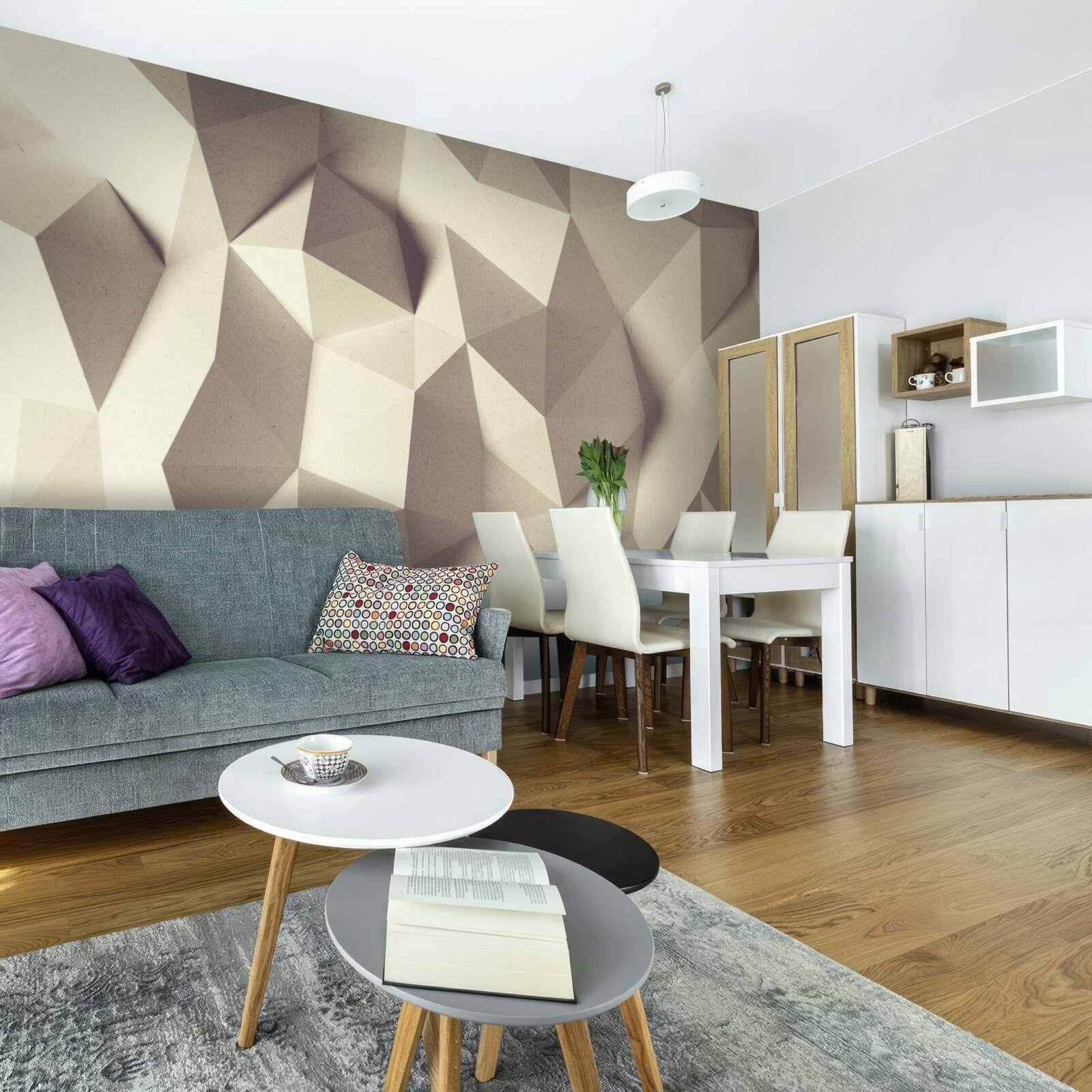 Fotobehang textuur van geometrische vormen met een duidelijk volume