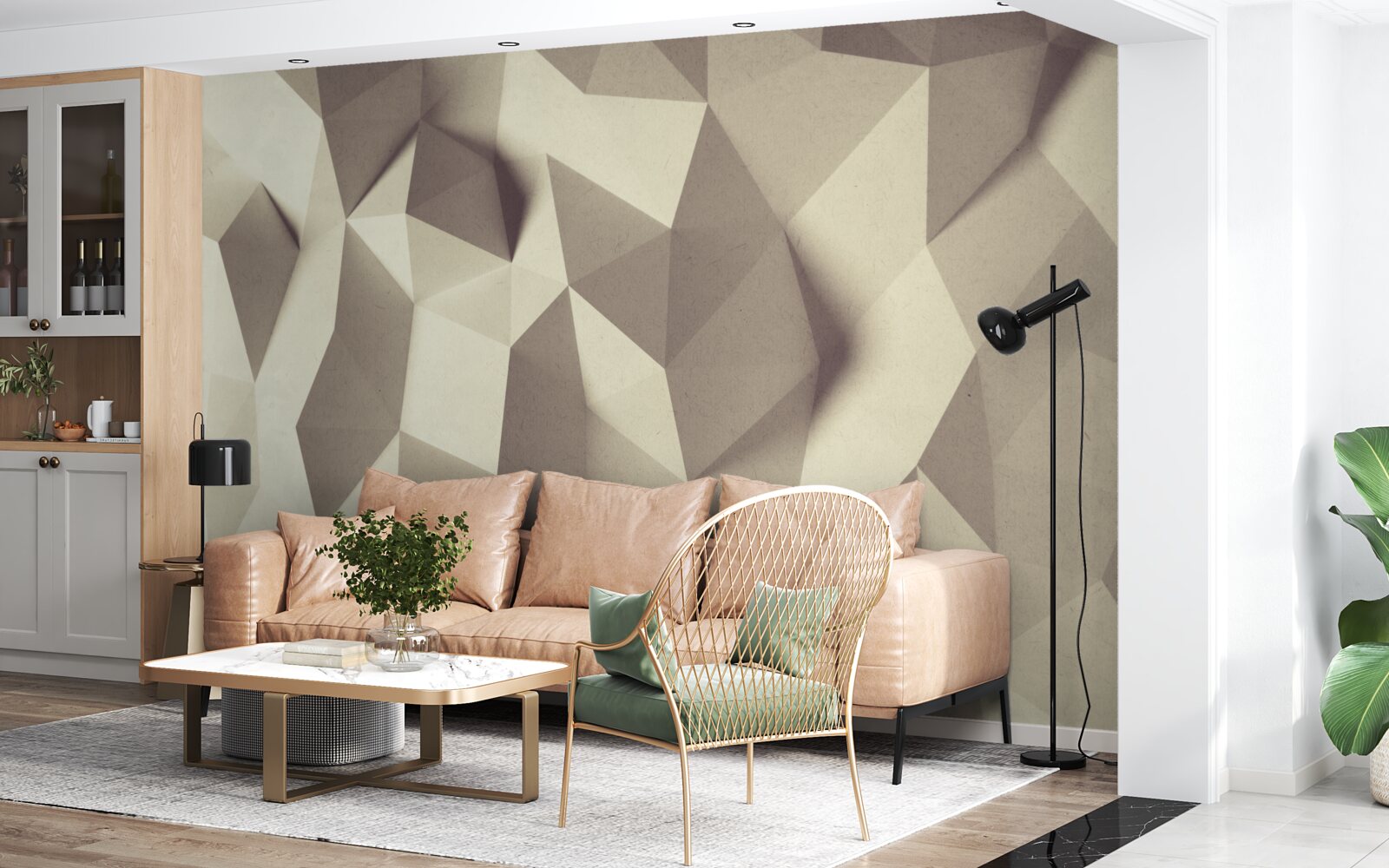 Fotobehang textuur van geometrische vormen met een duidelijk volume