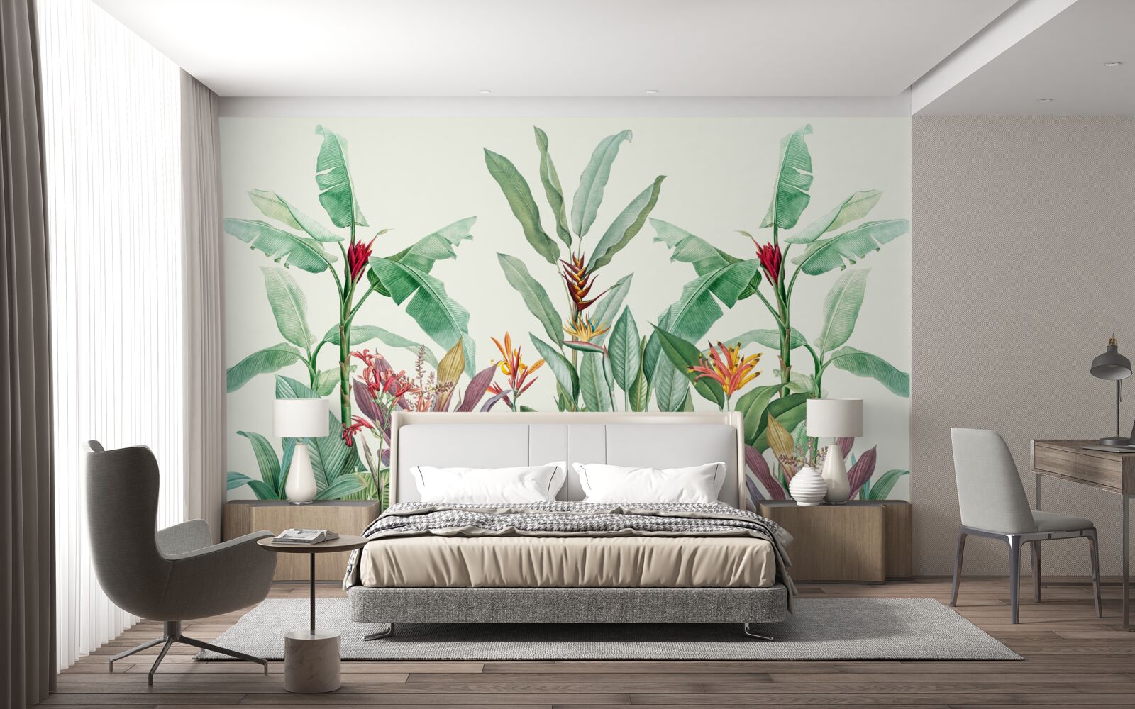 Fotobehang tropische groene bladeren