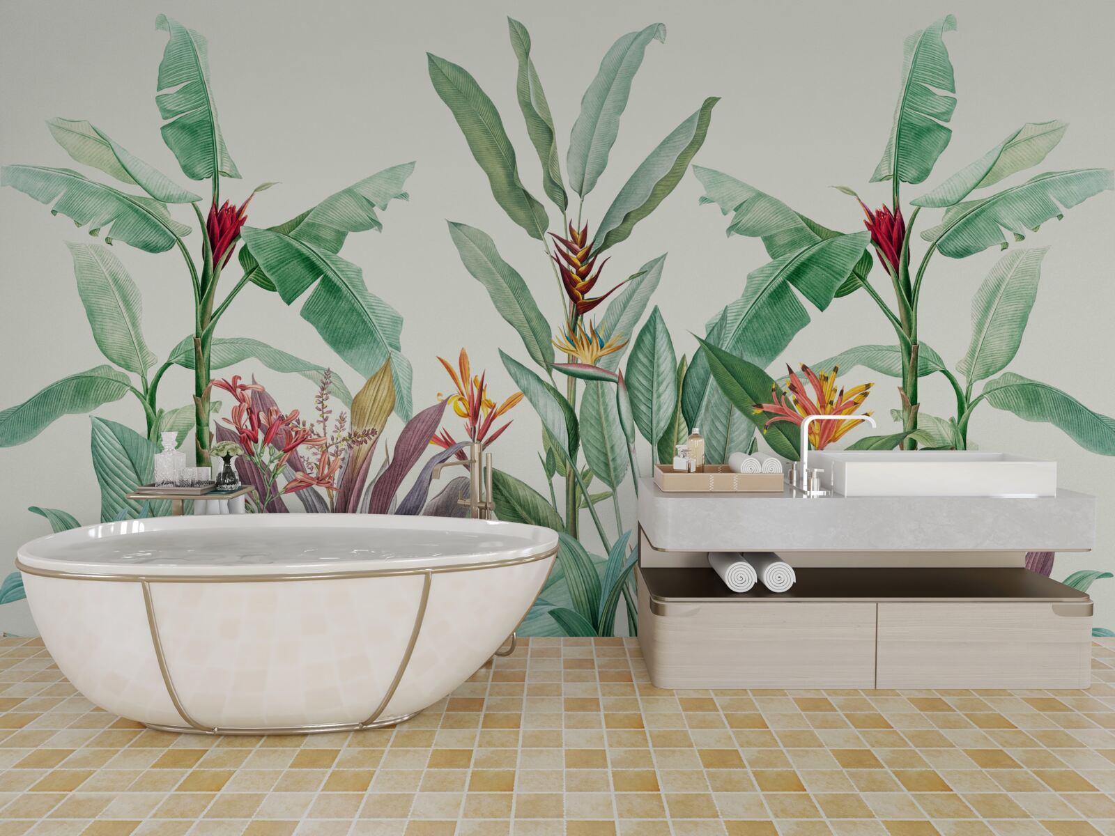 Fotobehang tropische groene bladeren