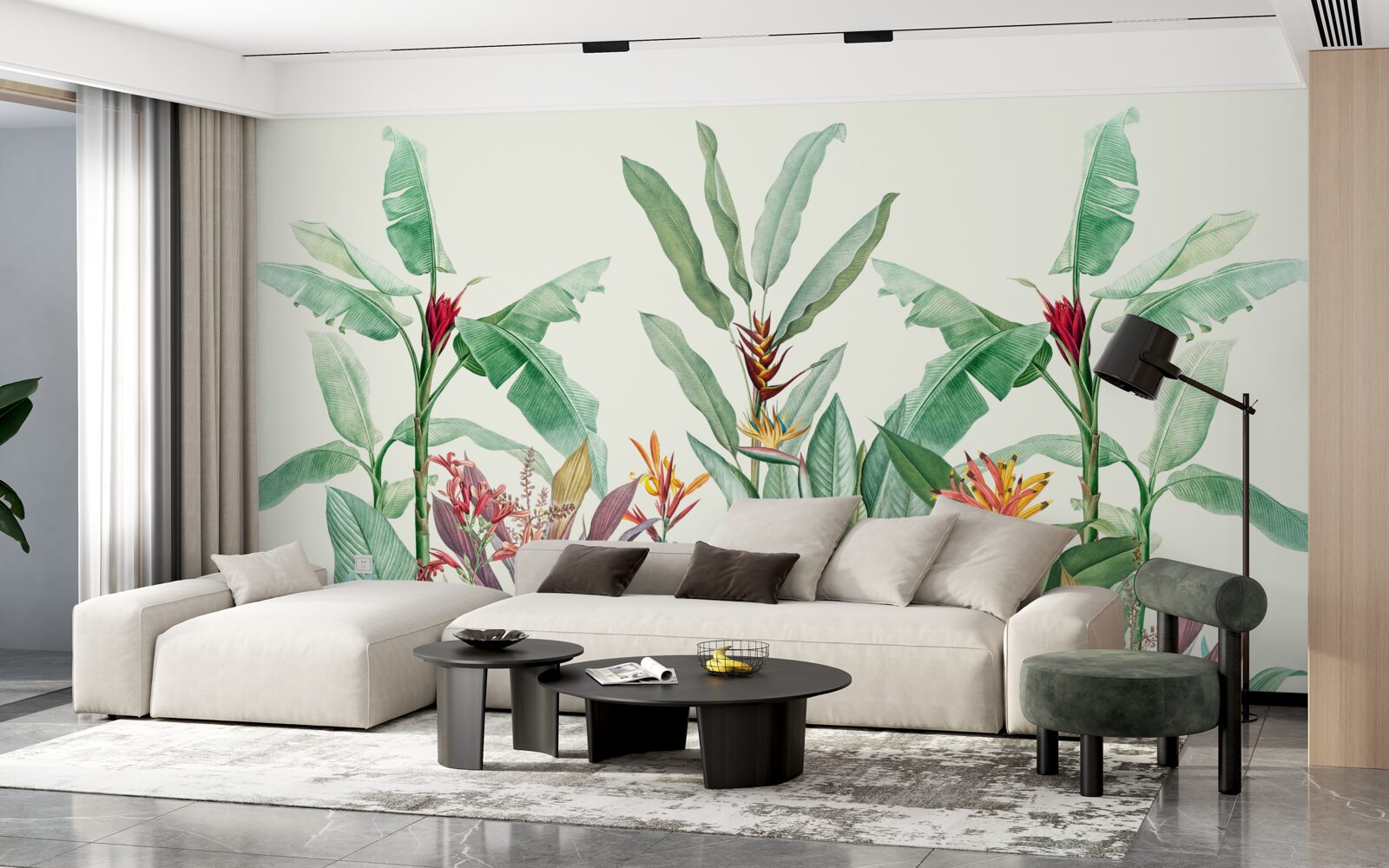 Fotobehang tropische groene bladeren