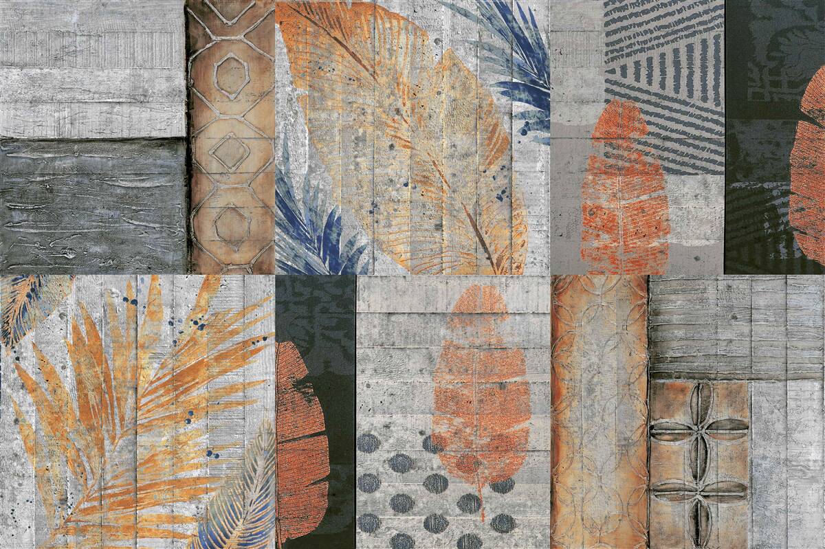 Fotobehang geometrische figuren in bladeren