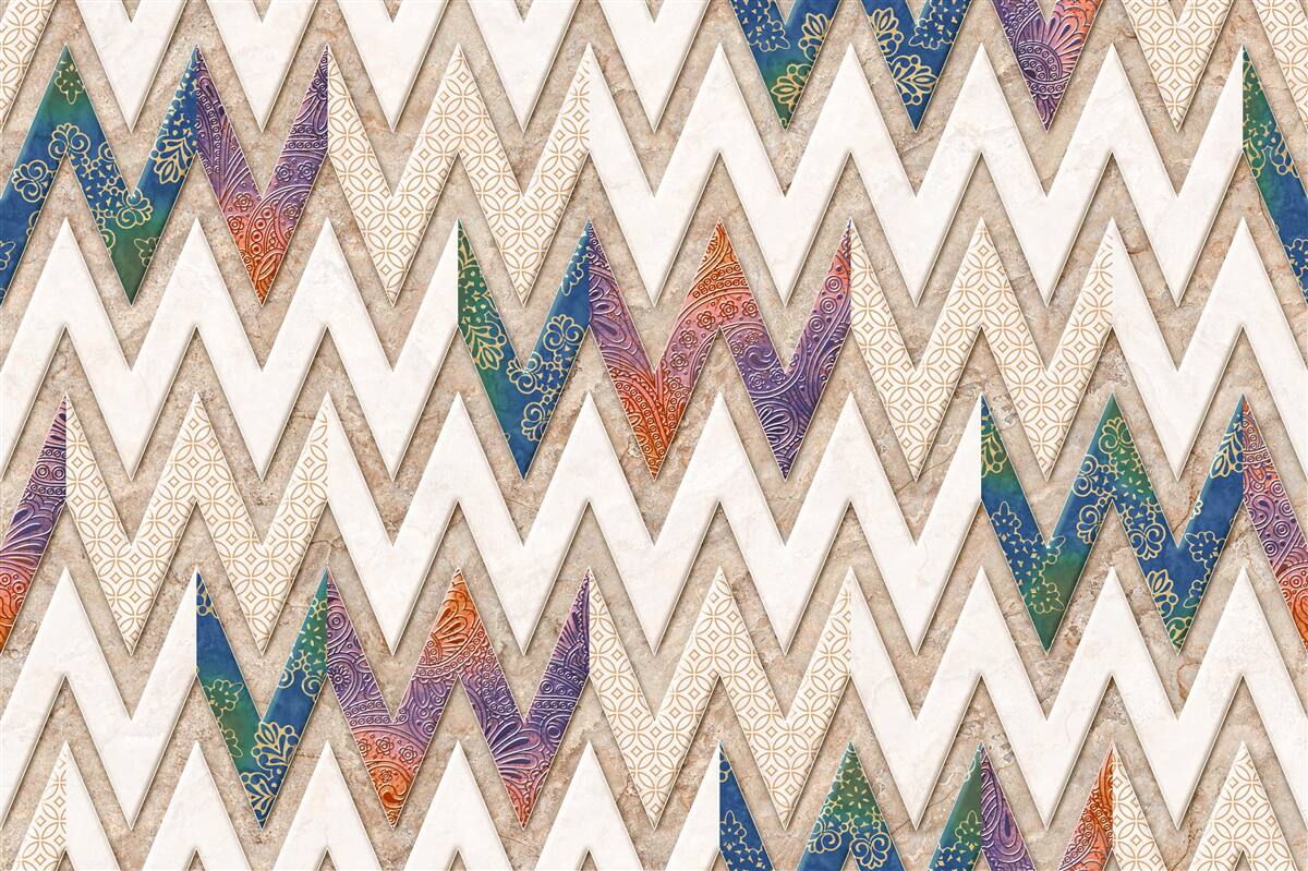 Fotobehang polychrome golvende lijnen