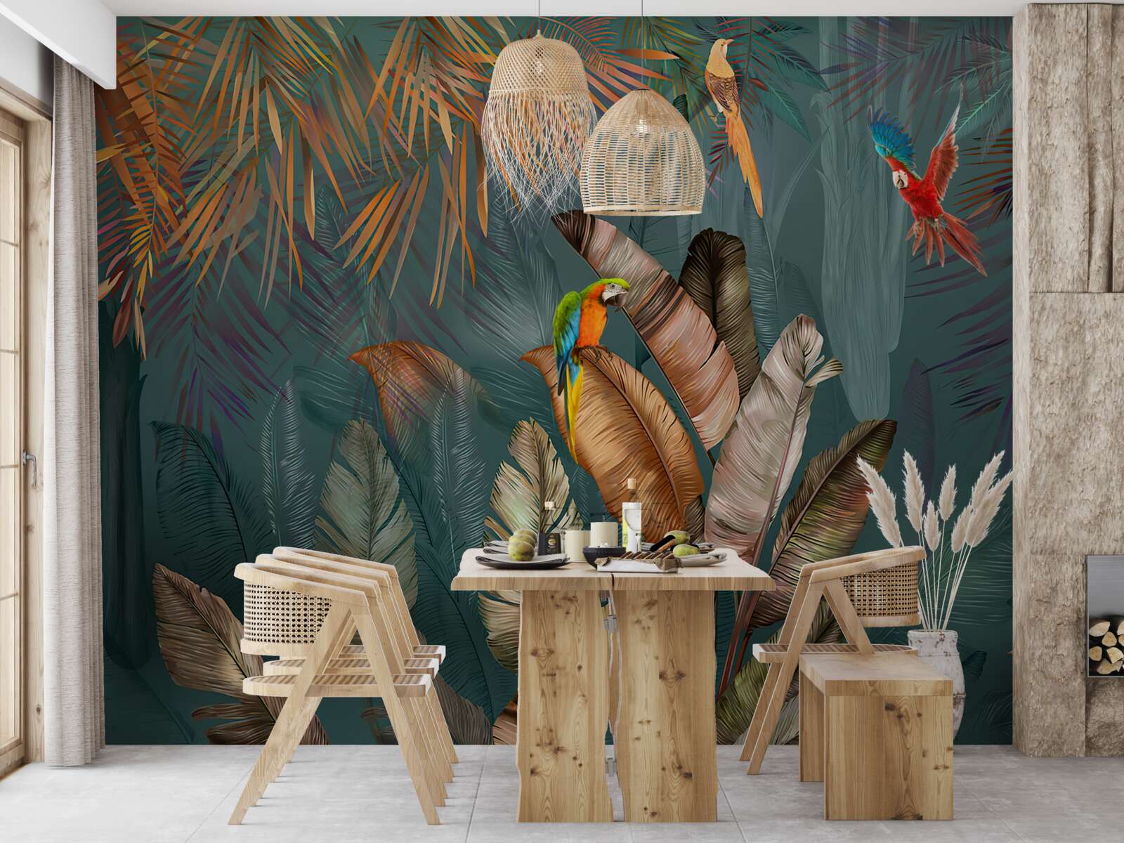 Fotobehang ontmoeting van twee papegaaien