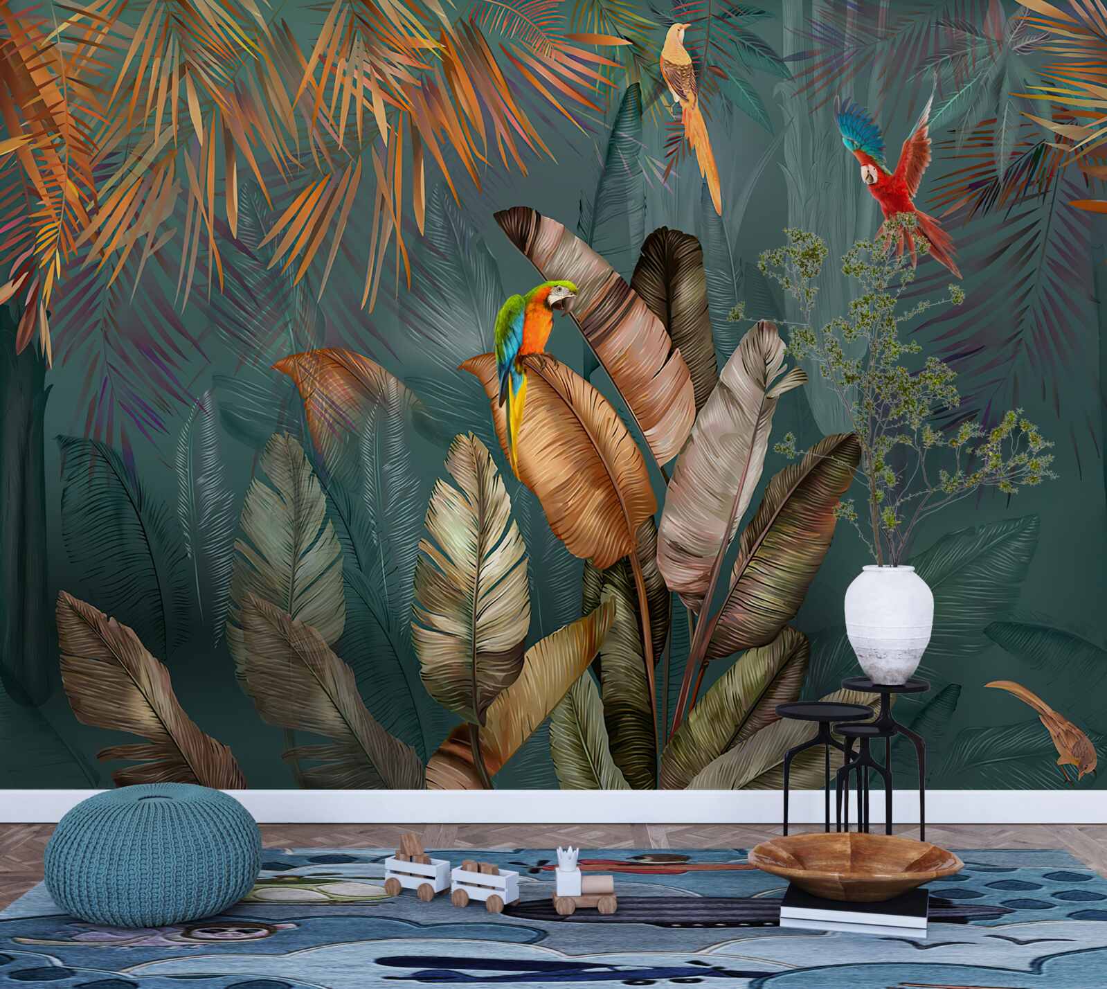 Fotobehang ontmoeting van twee papegaaien