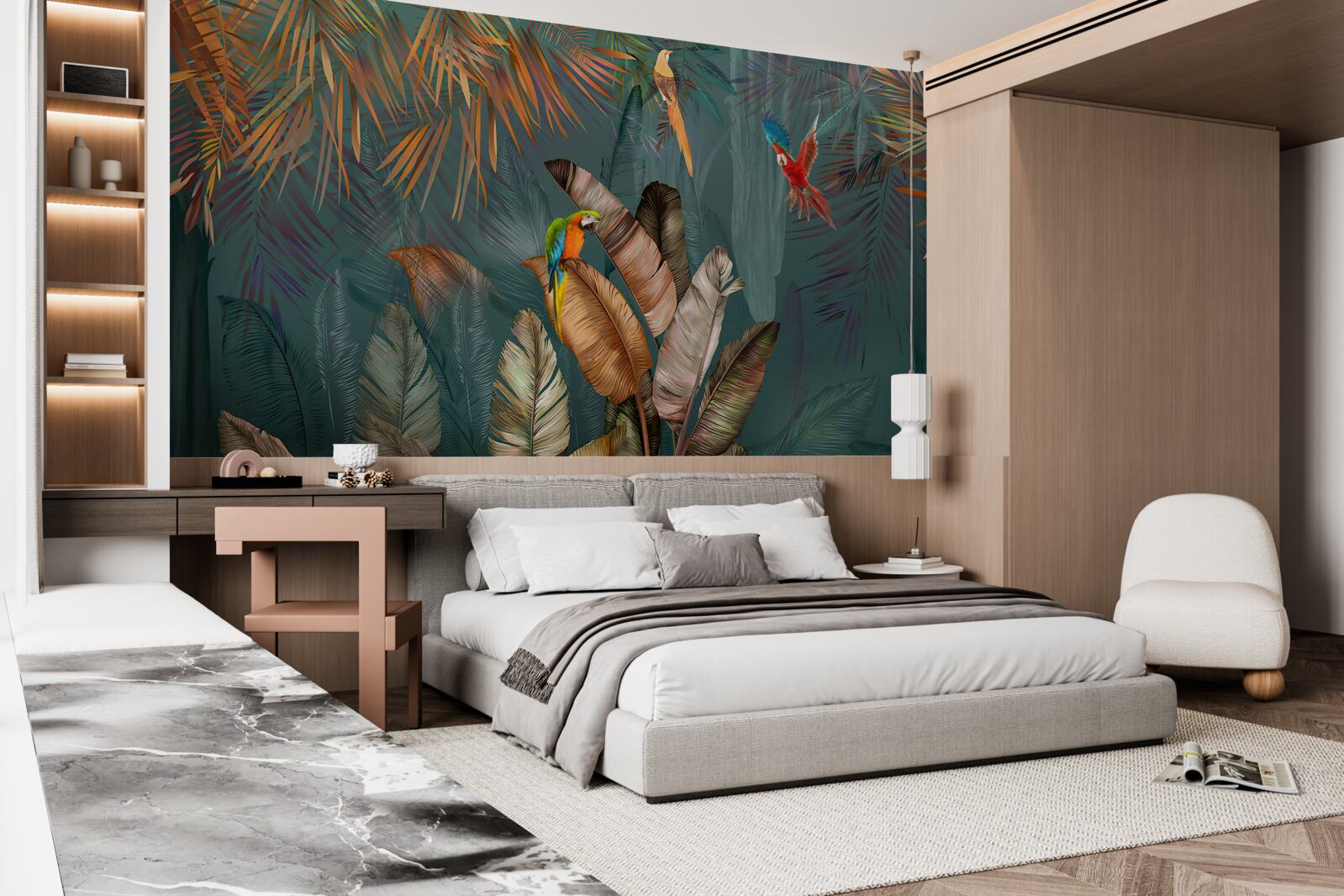 Fotobehang ontmoeting van twee papegaaien