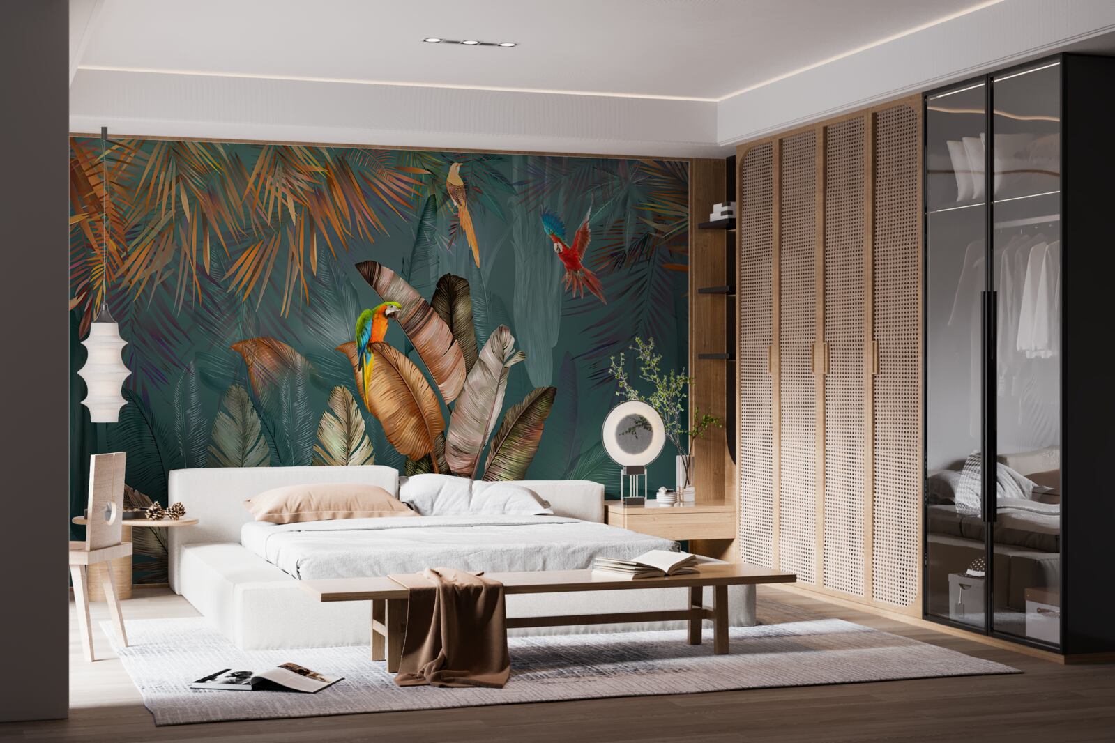 Fotobehang ontmoeting van twee papegaaien