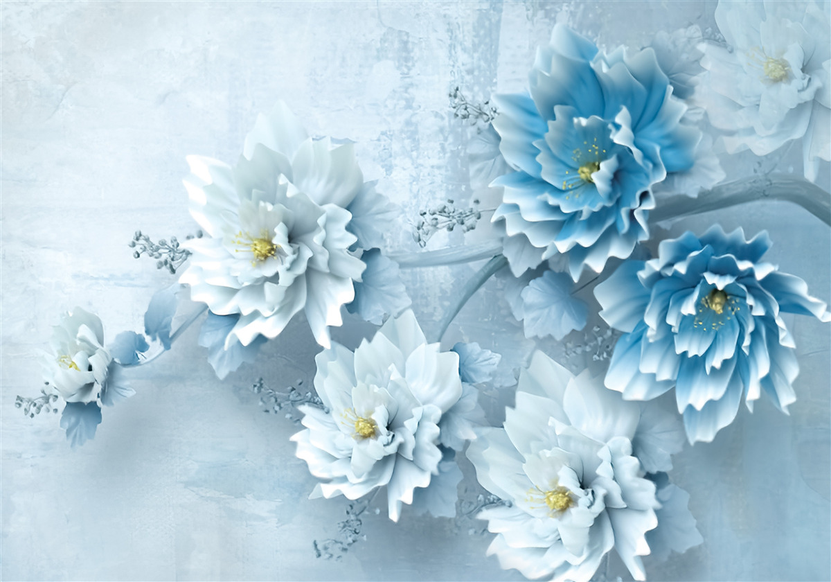 Fotobehang de bloemen zijn lichtblauw