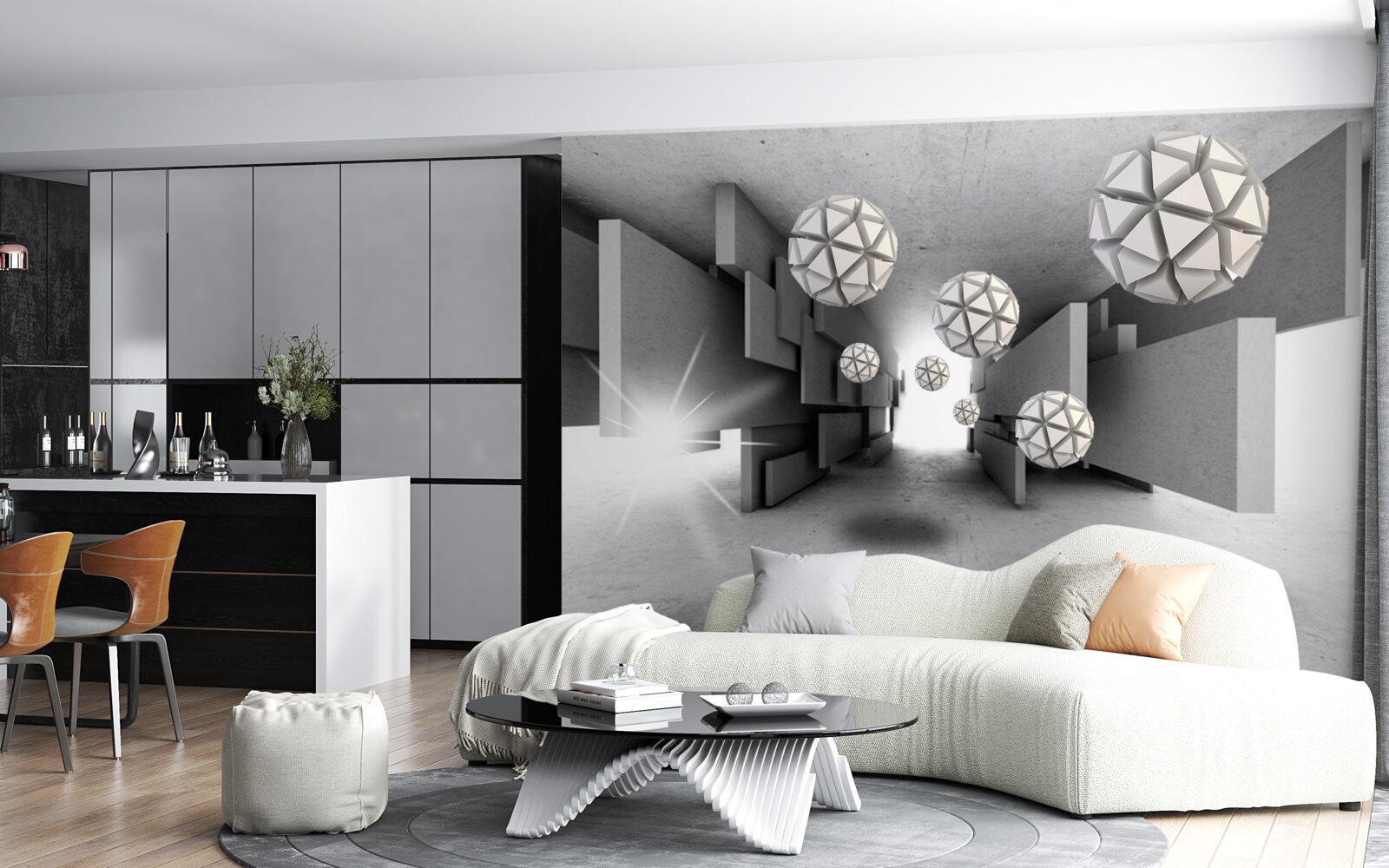 Fotobehang compositie van geometrische vormen