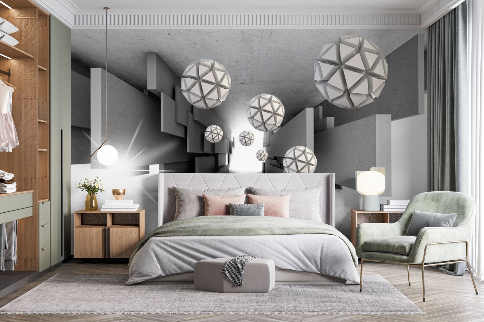 Fotobehang compositie van geometrische vormen