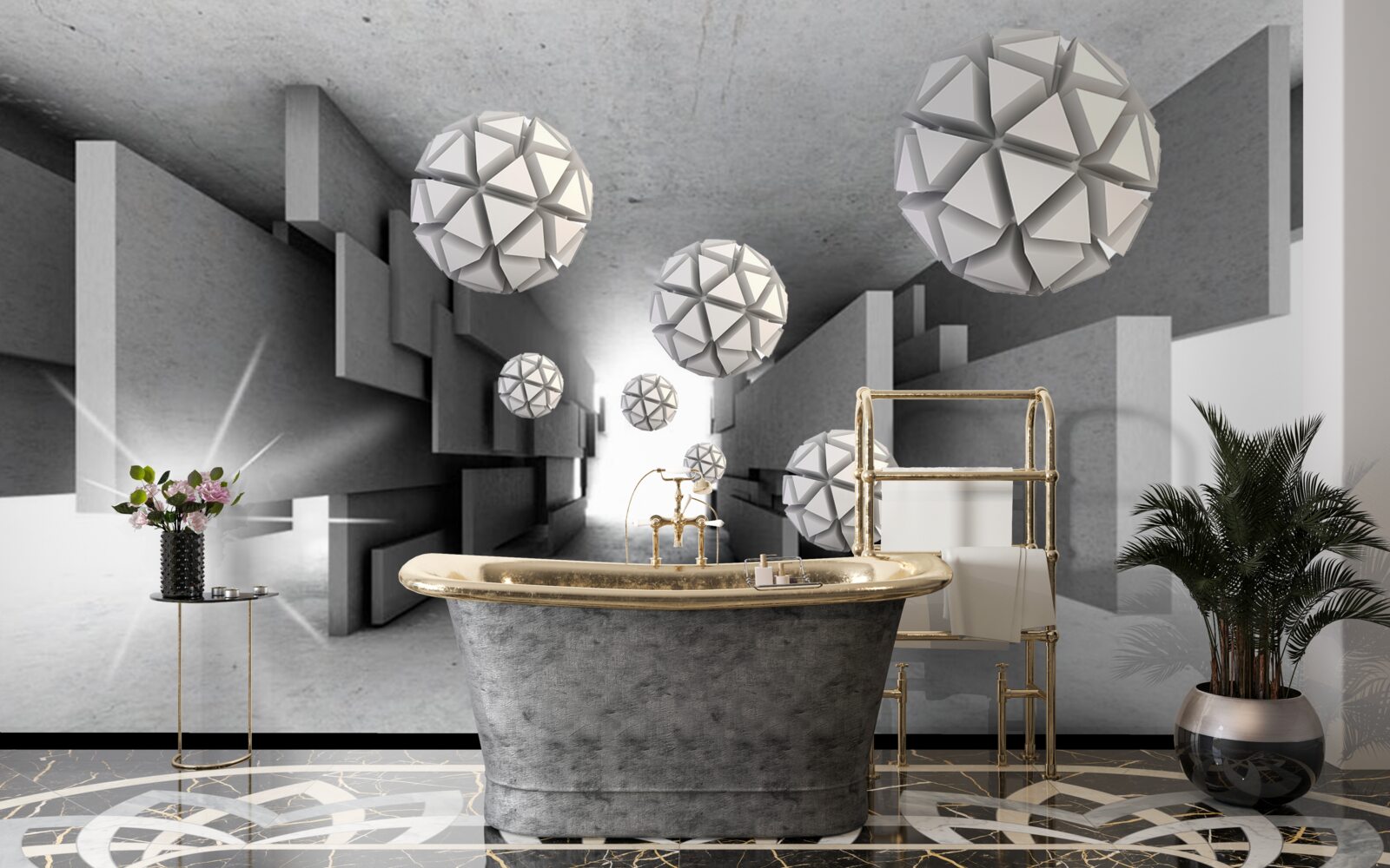 Fotobehang compositie van geometrische vormen