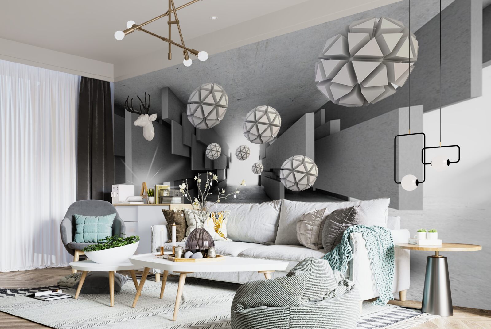 Fotobehang compositie van geometrische vormen