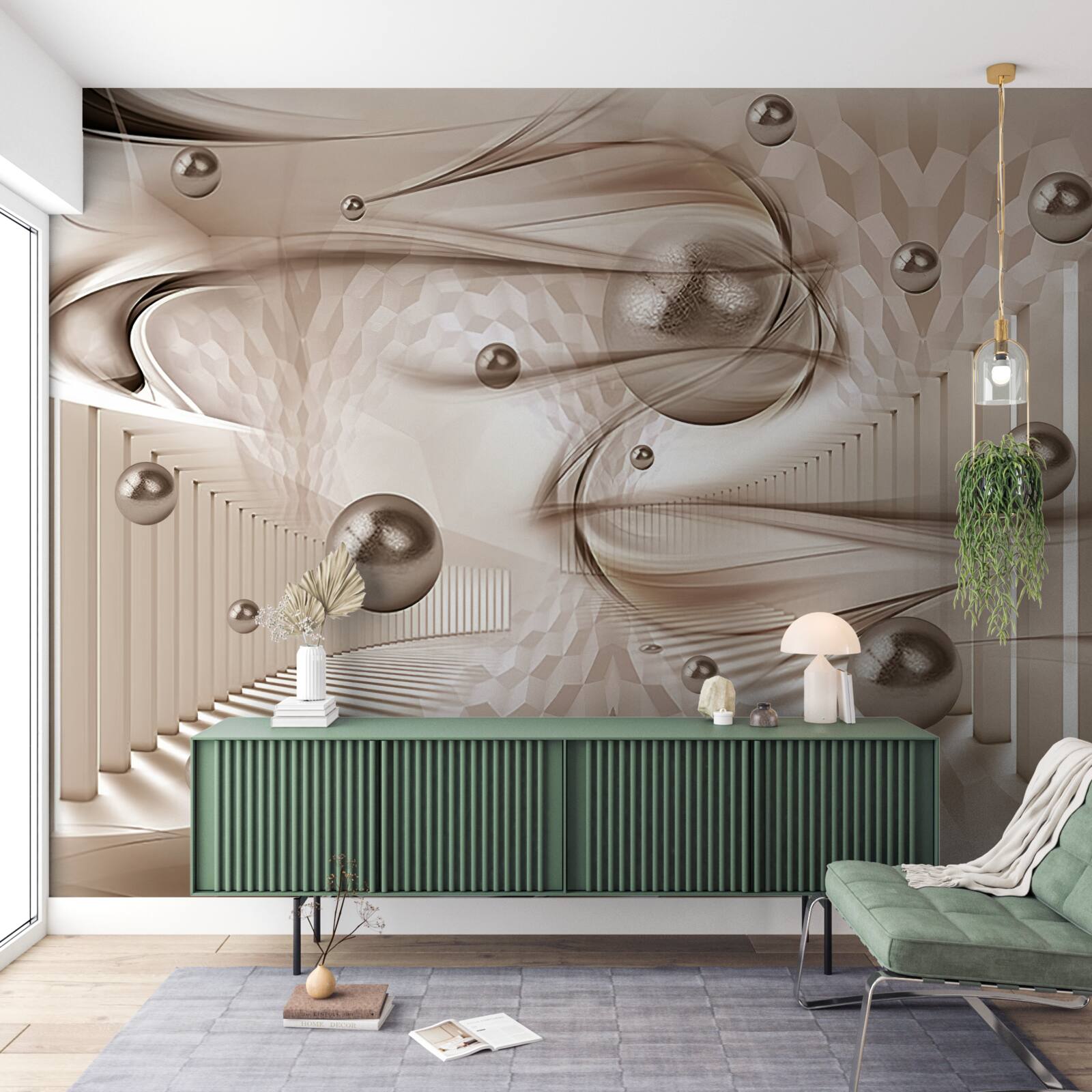 Fotobehang abstracte roze zijde met parels