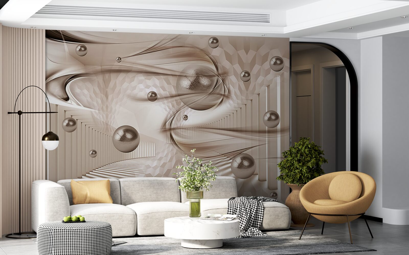 Fotobehang abstracte roze zijde met parels