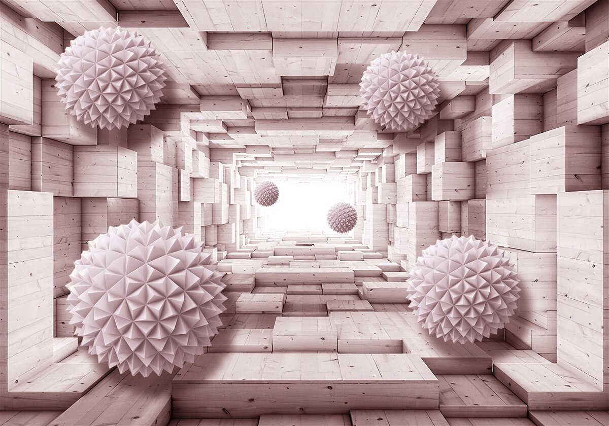 Fotobehang geometrische ballen die naar oneindig gaan