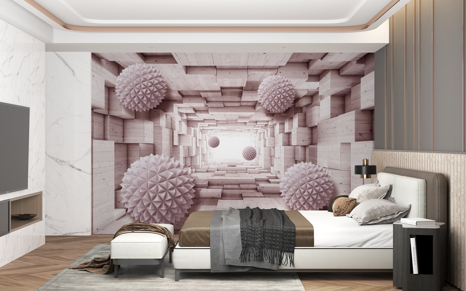 Fotobehang geometrische ballen die naar oneindig gaan